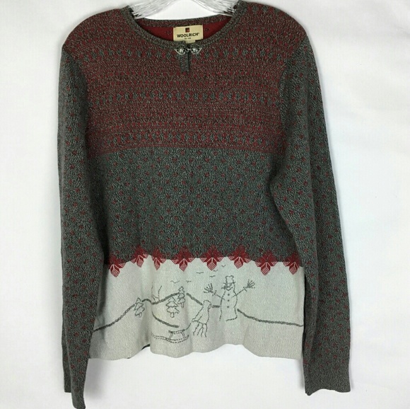 Woolrich Sweaters | Woolrich Womens Christmas Sweater 42 | Color: Gray/Red | Size: L | Pm-44375485's Closet